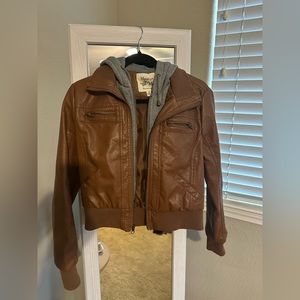 Maralyn & Me leather jacket with hoodie. Size (Medium)